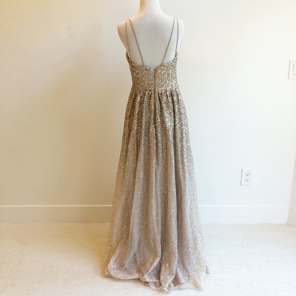 SOLD Eliza J | Ombre Sequin Gown | Champagne | 8 - Picture 5 of 15
